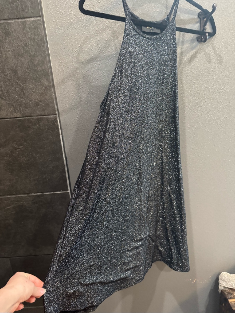 Metallic “Stary Night” Black Glitter A-Line Skirt
